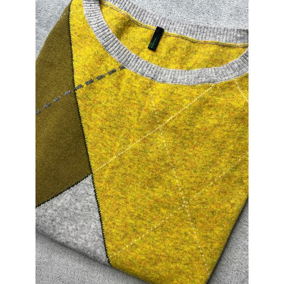 United Colors Of Benetton Sweaters - United Colors of Benetton Argyle Geometric Wool Blend Sweater Vest Yellow XS